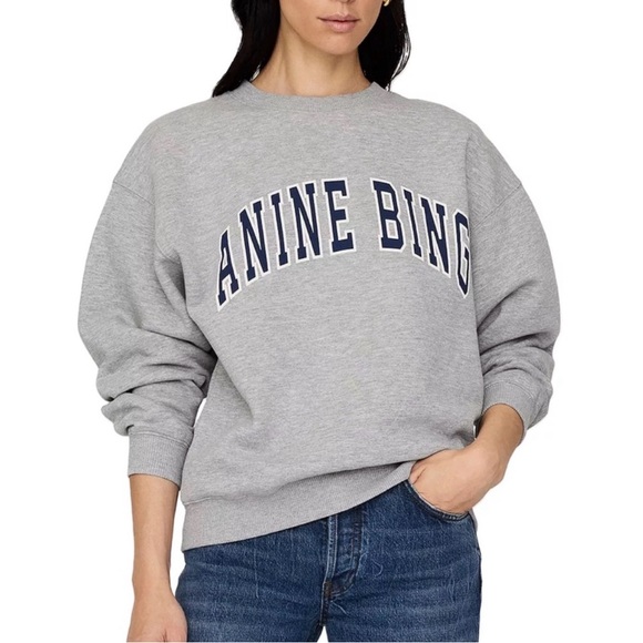 Spencer Sweatshirt ANINE BING - Medium Heather Grey With Navy × 1XS